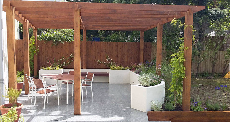granite patio and pergola