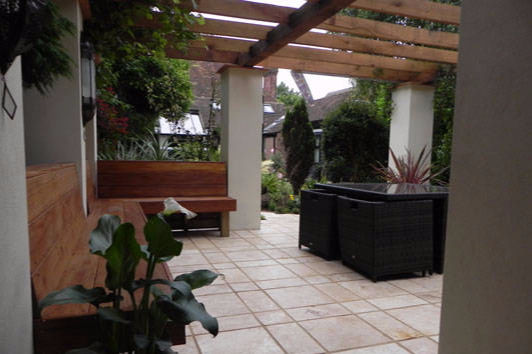 travertine pergola room