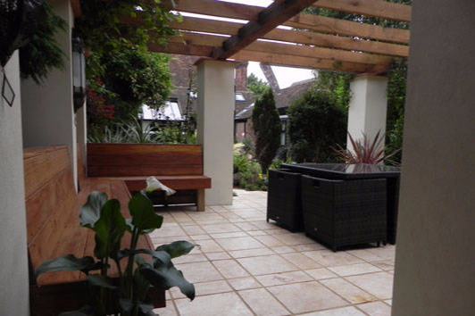 travertine pergola room